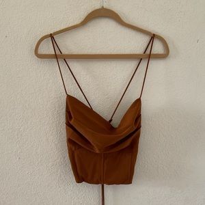 Cropped Burnt Orange Spaghetti Strapped Top